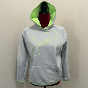 Under Armour grey with neon green logo hoodie